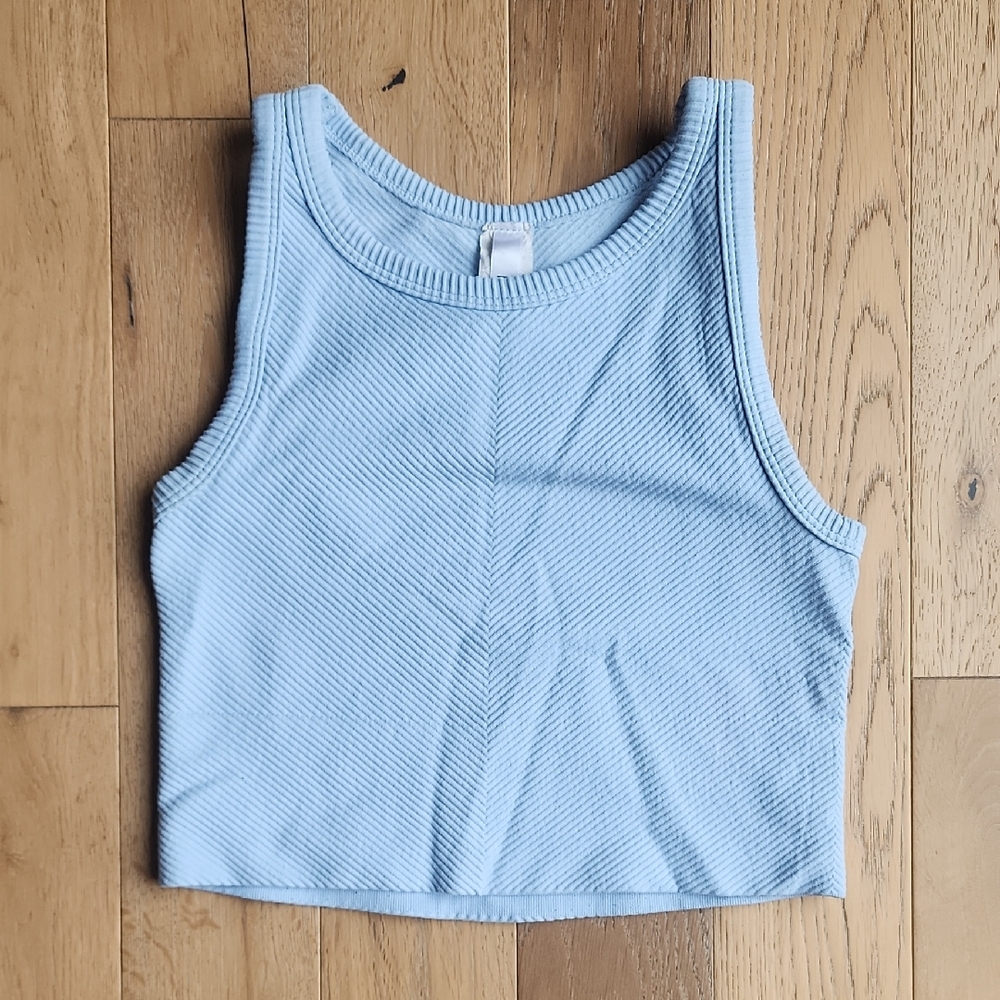 Nikibiki Light Blue Ribbed Crop Tank – One Size